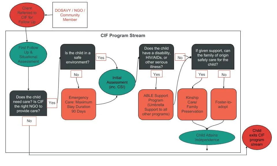 Children in Families flowchart of our model of alternative care