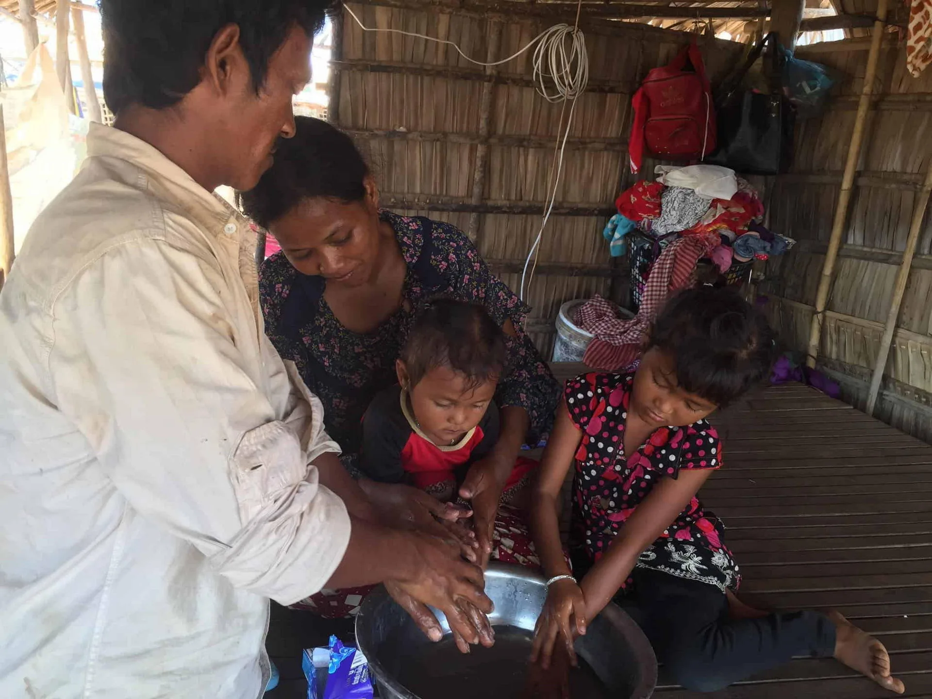 One of the families working with CIF, practicing proper hygiene.